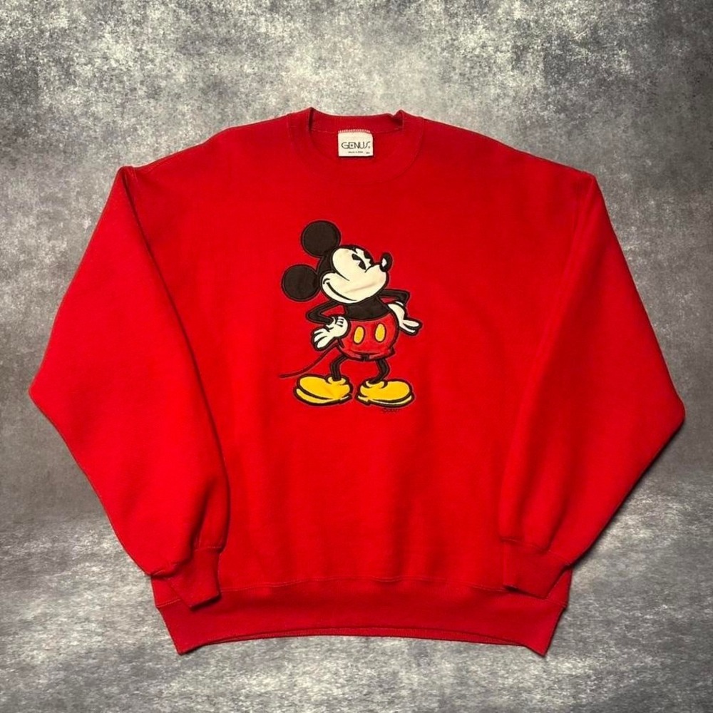 Vintage Mickey Mouse Red Crewneck Sweatshirt Men's XL Made In USA